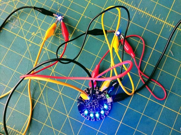 Test the NeoPixels with alligator clips