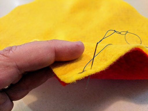 The forward step of the back stitch