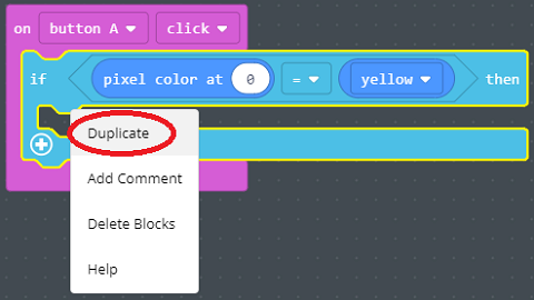 Duplicate selection on block menu