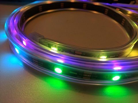 Lighted NeoPixel strip in a coil