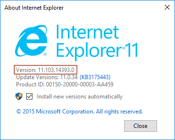 Internet Explorer version