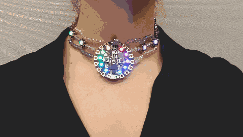 Beaded necklace in action