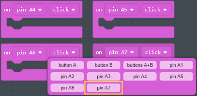 Pin choices for on click blocks