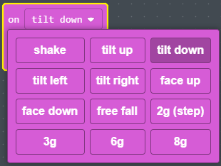 Selecting tilt down