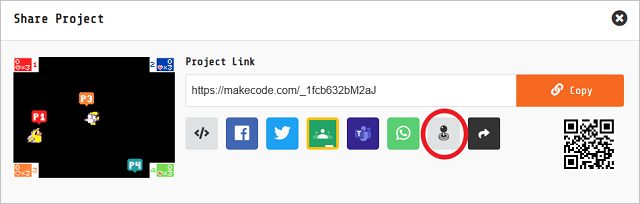 Share project dialog with kiosk button