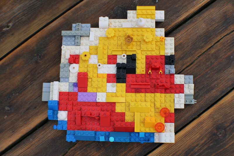 A LEGO Brick mural that looks like a duck
