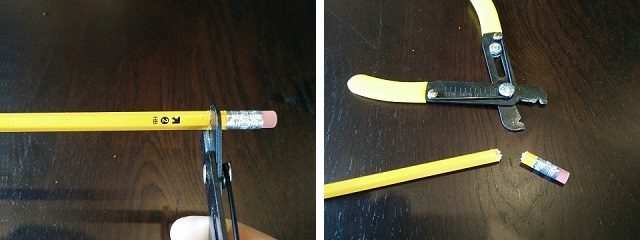 Cut off pencil eraser end