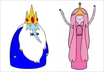 Ice King and Princess Bubblegum with crowns