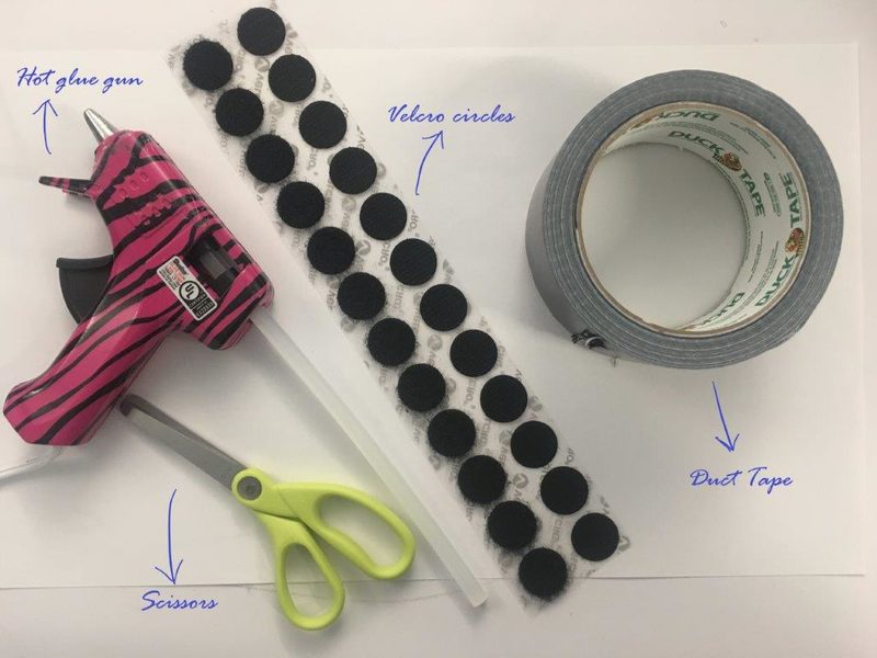 Tools: scissor, glue gun, duct tape, velcro strip