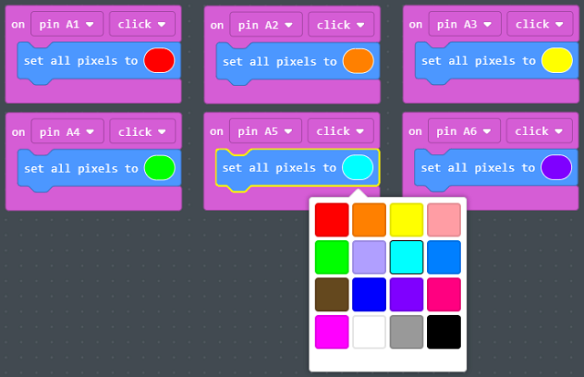 Color choices for 'set all pixels' block