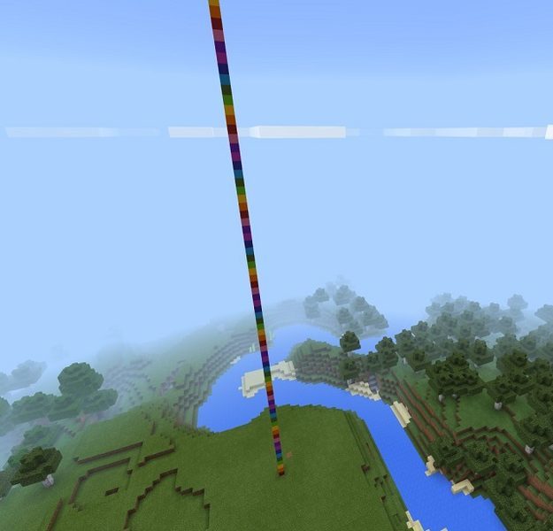 Rainbow colored tower of blocks