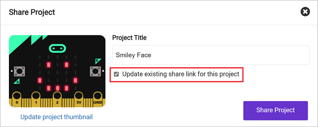 New share project dialog
