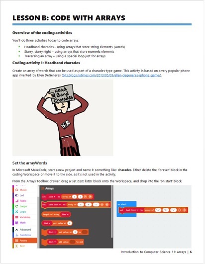 Example student workbook page