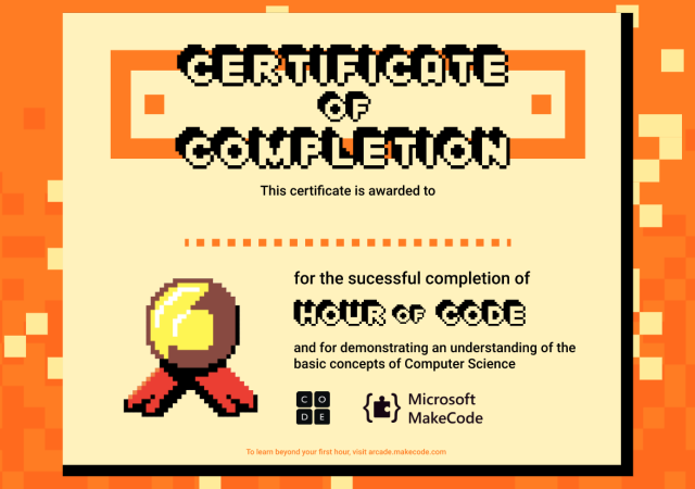 Hour of Code certificate