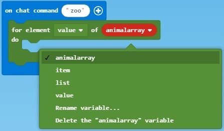 Select 'animalarray' variable