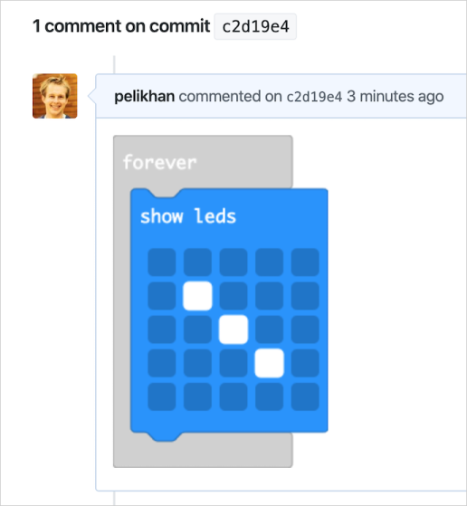 A rendered blocks diff attached to a commit