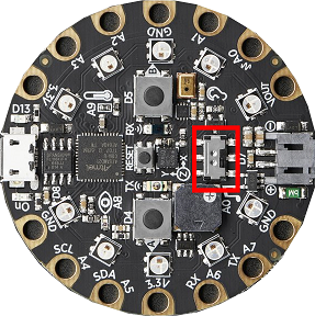 Switch on the Circuit Playground Express moves right and left