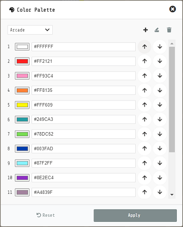 User color palette settings