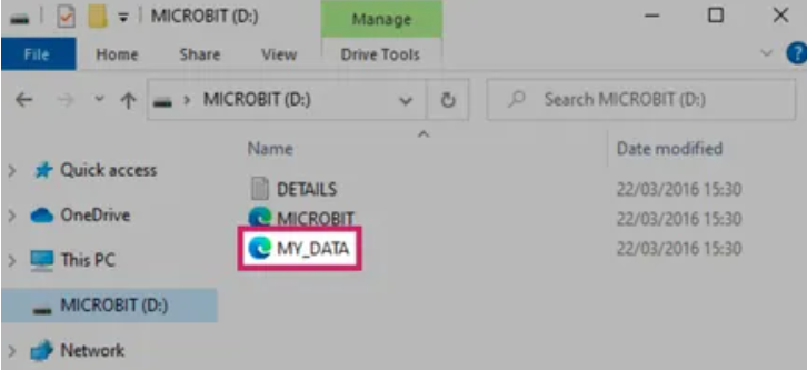 MY_DATA file highlighted in file folder