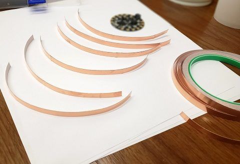 6 pieces of copper tape cut