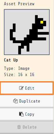 Edit the asset button